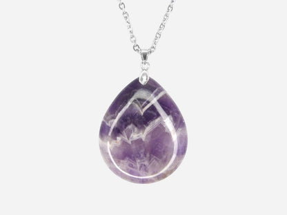 Amethyst Tear Natural Gemstone Pendant Necklace 50cm with Pouch