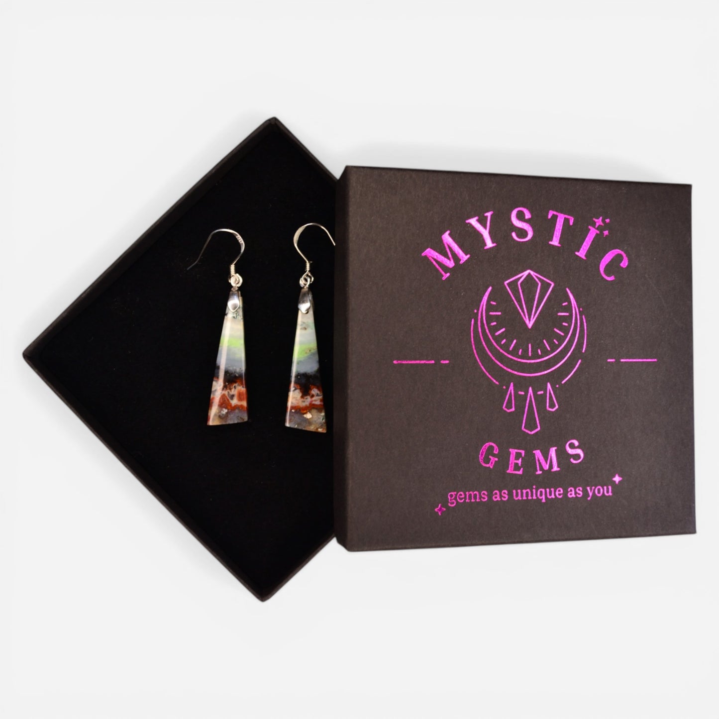 MYSTIC GEMS One of a Kind Opalized Wood Earrings 925 Sterling Silver MG2026220 - Mystic Gems