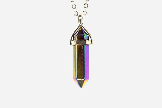 Plated Pyrite Hexagonal Natural Gemstone Pendant Necklace 50cm with Pouch - Mystic Gems