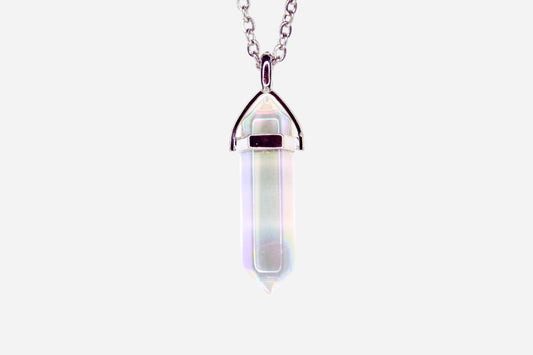 Crystal AB Hexagonal Natural Gemstone Pendant Necklace 50cm with Pouch - Mystic Gems