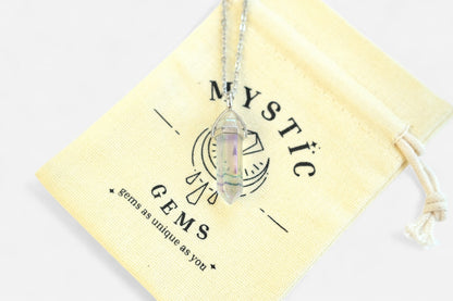 Crystal AB Hexagonal Natural Gemstone Pendant Necklace 50cm with Pouch - Mystic Gems