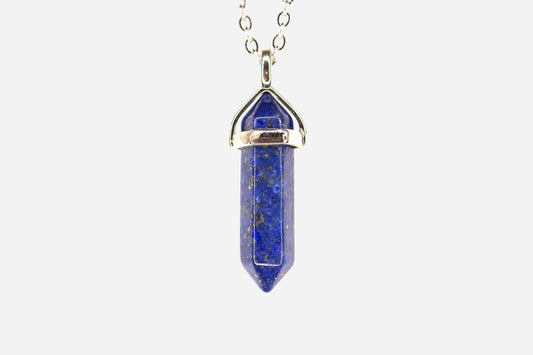 Lapis Lazuli Hexagonal Natural Gemstone Pendant Necklace 50cm with Pouch - Mystic Gems