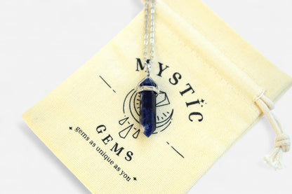 Sodalite Hexagonal Natural Gemstone Pendant Necklace 50cm with Pouch