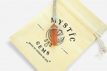 Red Aventurine Hexagonal Natural Gemstone Pendant Necklace 50cm with Pouch