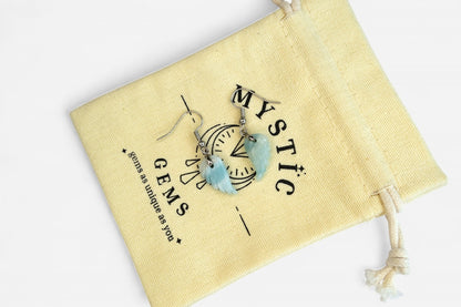 Amazonite Small Angel Wing Natural Gemstone Earrings with Pouch