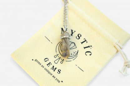 Lace Agate Hexagonal Natural Gemstone Pendant Necklace 50cm with Pouch