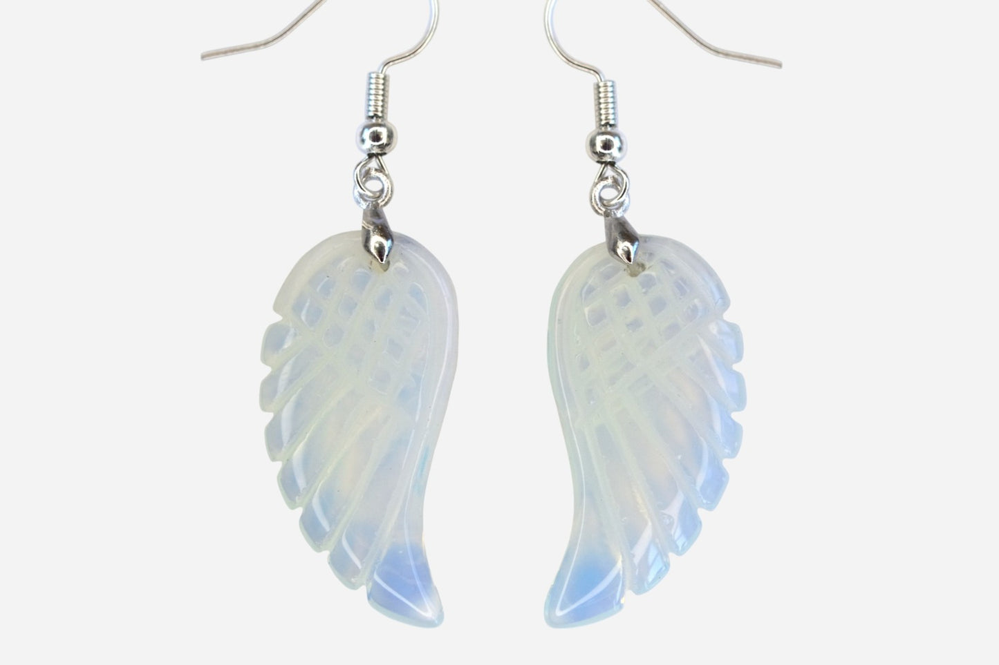 Opalite Big Angel Wing Manmade Gemstone Earrings with Pouch