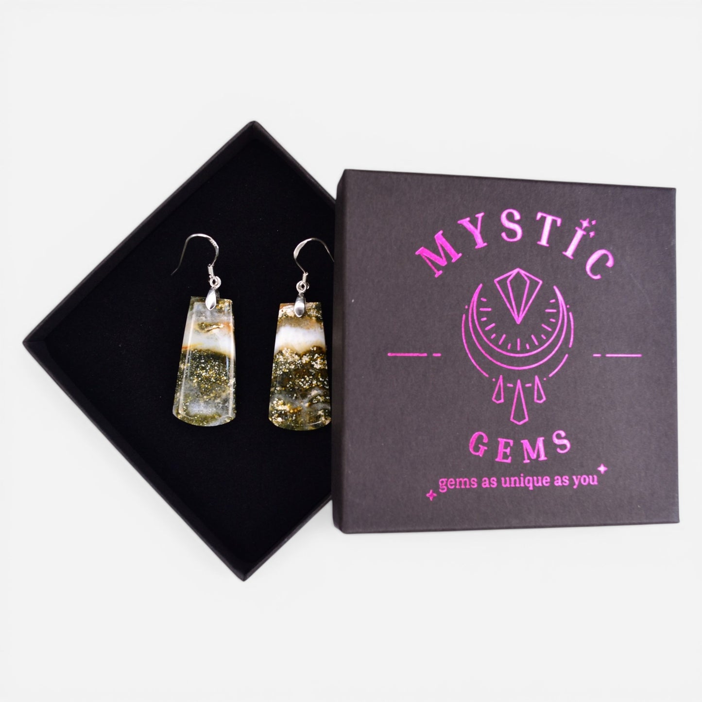 MYSTIC GEMS One of a Kind Moss Agate Earrings 925 Sterling Silver MG20262232 - Mystic Gems