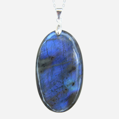 MYSTIC GEMS One of a Kind Blue Fire Labradorite Pendant Necklace 925 Sterling Silver MG20262234