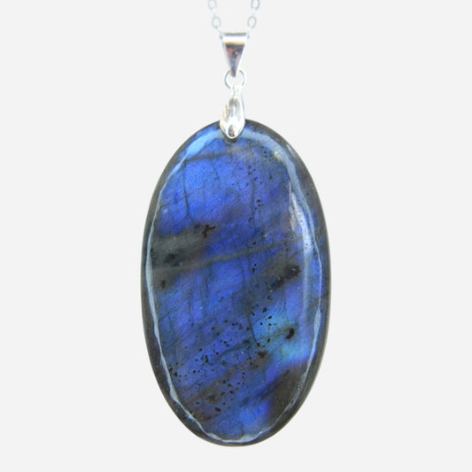 MYSTIC GEMS One of a Kind Blue Fire Labradorite Pendant Necklace 925 Sterling Silver MG20262234