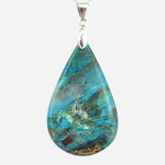 MYSTIC GEMS One of a Kind Chrysocolla Pendant Necklace 925 Sterling Silver MG20262241