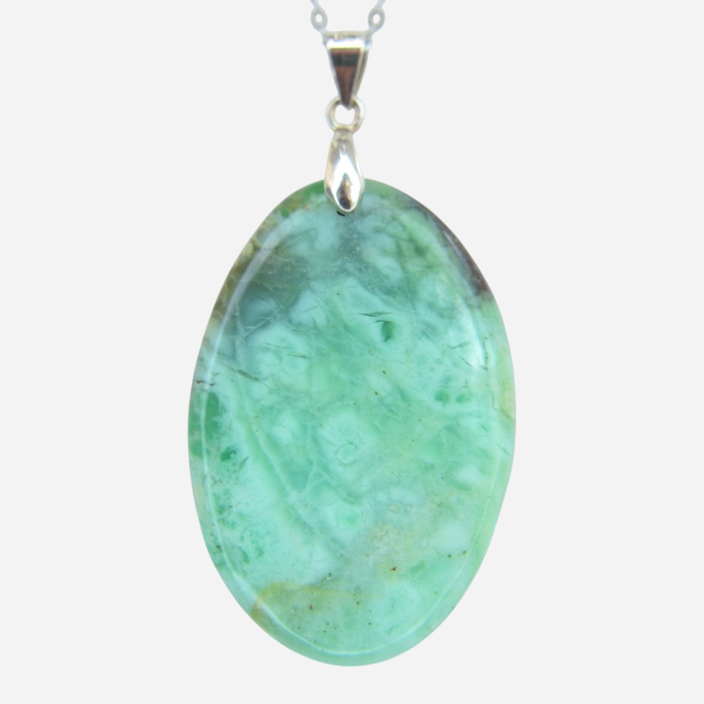 MYSTIC GEMS One of a Kind Chrysoprase Pendant Necklace 925 Sterling Silver MG20262237