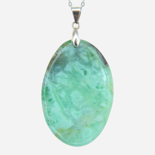 MYSTIC GEMS One of a Kind Chrysoprase Pendant Necklace 925 Sterling Silver MG20262237