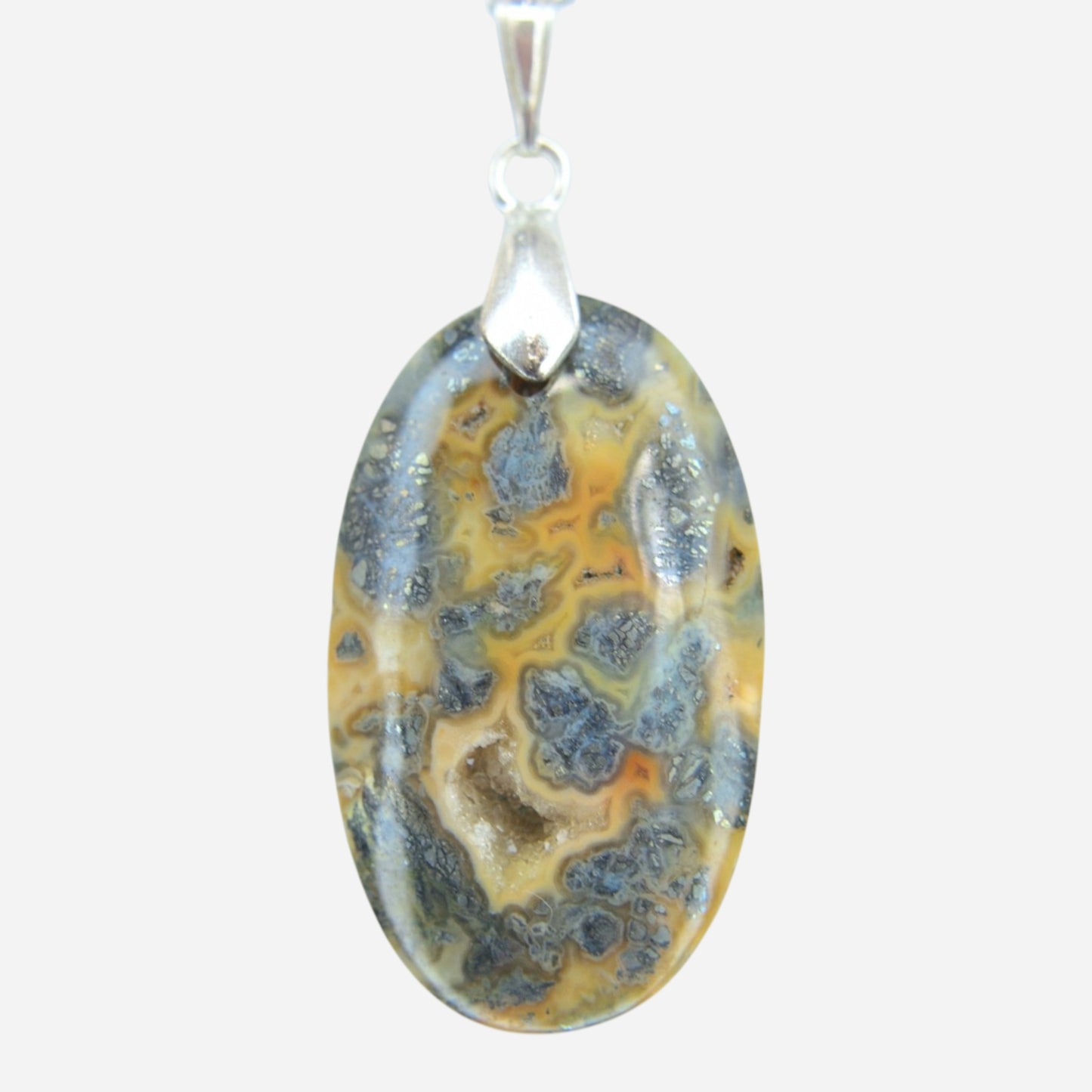 MYSTIC GEMS One of a Kind Yellow Marcasite Pendant Necklace 925 Sterling Silver MG20262242