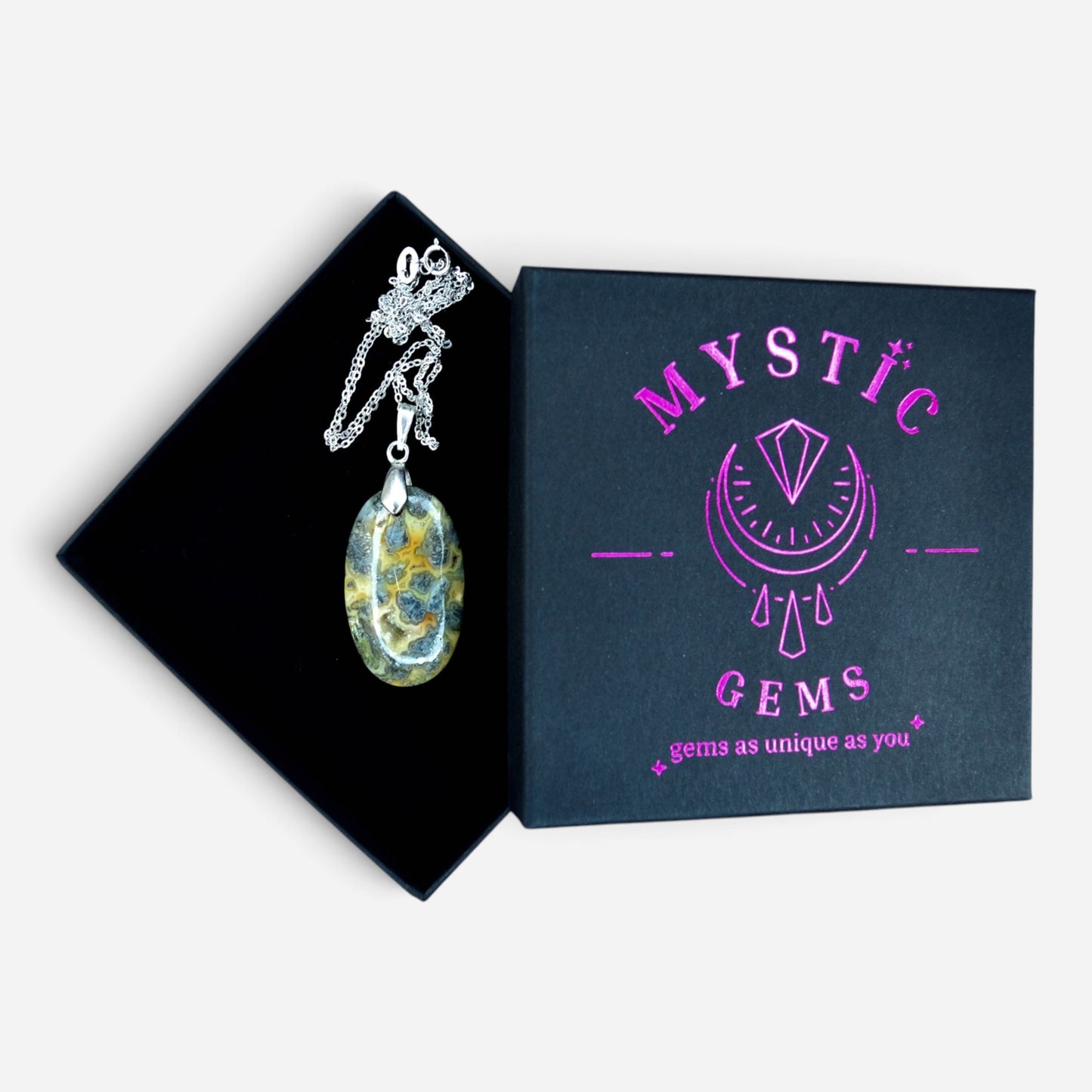 MYSTIC GEMS One of a Kind Yellow Marcasite Pendant Necklace 925 Sterling Silver MG20262242