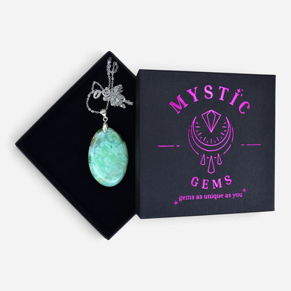 MYSTIC GEMS One of a Kind Chrysoprase Pendant Necklace 925 Sterling Silver MG20262237