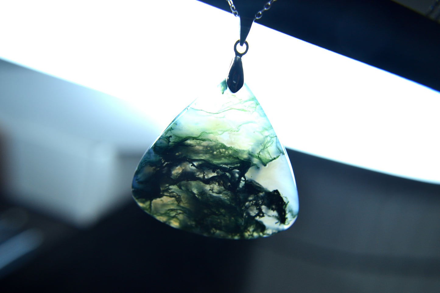 MYSTIC GEMS One of a Kind Moss Agate Pendant Necklace 925 Sterling Silver MG20262240