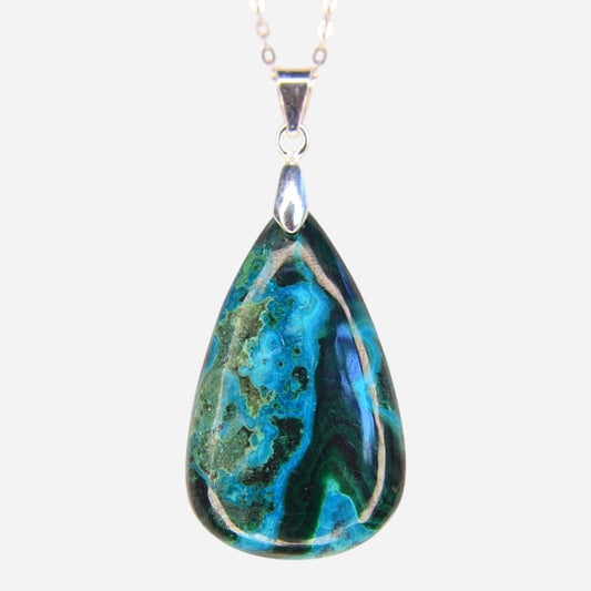 MYSTIC GEMS One of a Kind Chrysocolla Pendant Necklace 925 Sterling Silver MG20262249