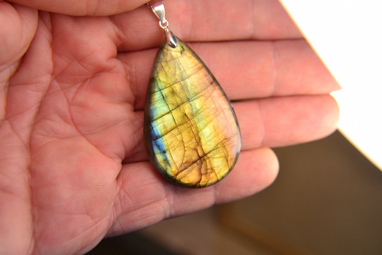 MYSTIC GEMS One of a Kind Labradorite Pendant Necklace 925 Sterling Silver MG20262246