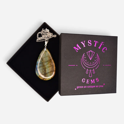 MYSTIC GEMS One of a Kind Labradorite Pendant Necklace 925 Sterling Silver MG20262246