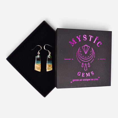 MYSTIC GEMS One of a Kind Opalized Wood Earrings 925 Sterling Silver MG20262250
