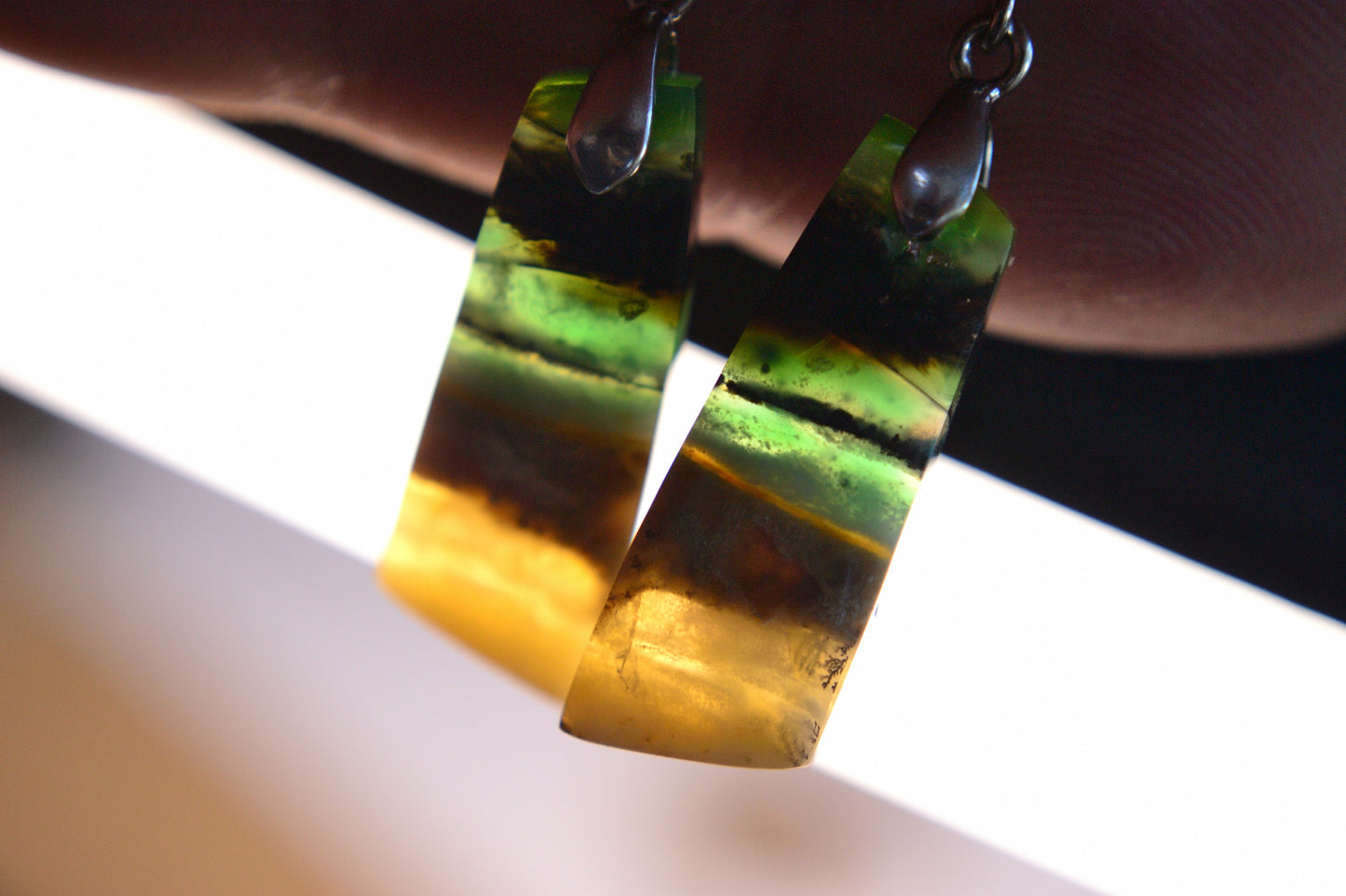 MYSTIC GEMS One of a Kind Opalized Wood Earrings 925 Sterling Silver MG20262250
