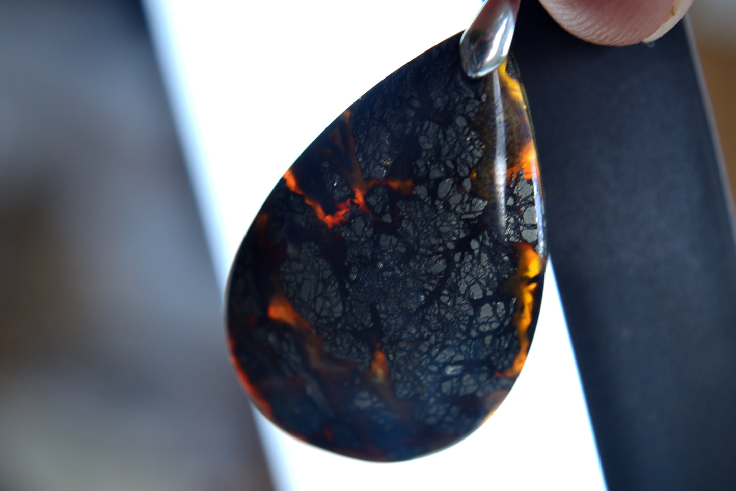 MYSTIC GEMS One of a Kind Black Marcasite Pendant Necklace 925 Sterling Silver MG20262213