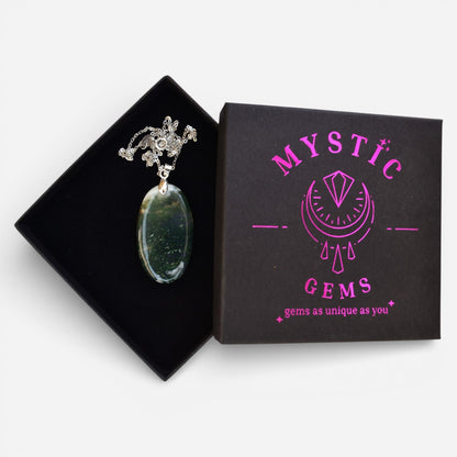 MYSTIC GEMS One of a Kind Moss Agate Pendant Necklace 925 Sterling Silver MG20262201 - Mystic Gems