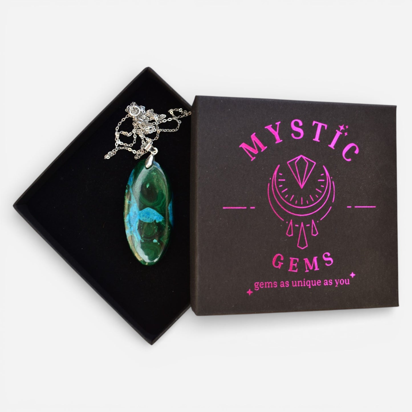 MYSTIC GEMS One of a Kind Chrysocolla Pendant Necklace 925 Sterling Silver MG20262208 - Mystic Gems