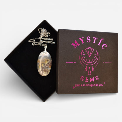 MYSTIC GEMS One of a Kind Moss Agate Pendant Necklace 925 Sterling Silver MG20262214