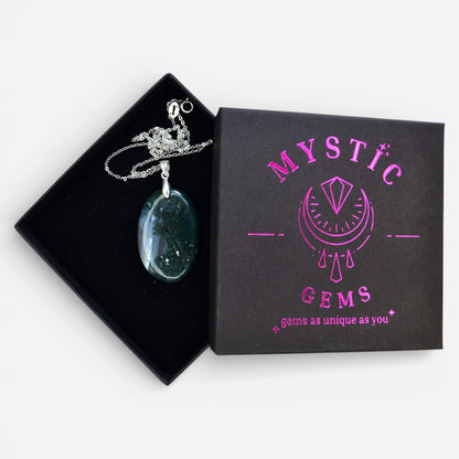 MYSTIC GEMS One of a Kind Moss Agate Pendant Necklace 925 Sterling Silver MG20262205 - Mystic Gems