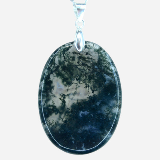 MYSTIC GEMS One of a Kind Moss Agate Pendant Necklace 925 Sterling Silver MG20262215 - Mystic Gems