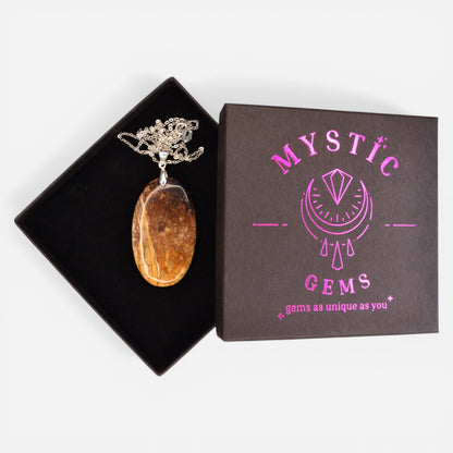 MYSTIC GEMS One of a Kind Palm Root Agate Pendant Necklace 925 Sterling Silver MG20262216 - Mystic Gems