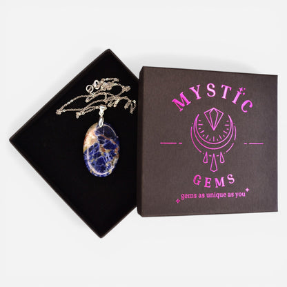 MYSTIC GEMS One of a Kind Sodalite Pendant Necklace 925 Sterling Silver MG20262217 - Mystic Gems
