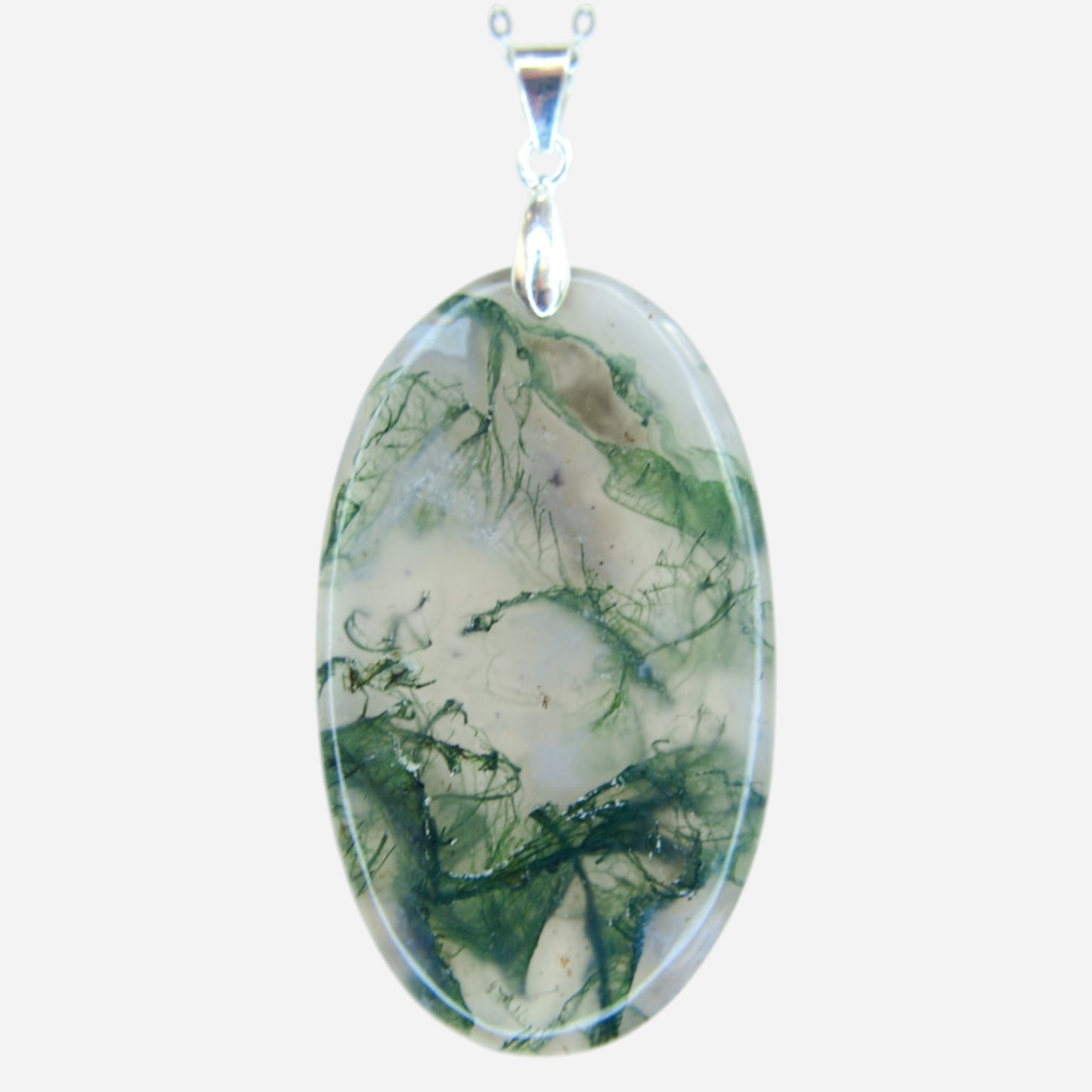 MYSTIC GEMS One of a Kind Moss Agate Pendant Necklace 925 Sterling Silver MG20262226 - Mystic Gems