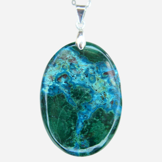 MYSTIC GEMS One of a Kind Chrysocolla Pendant Necklace 925 Sterling Silver MG20262224 - Mystic Gems