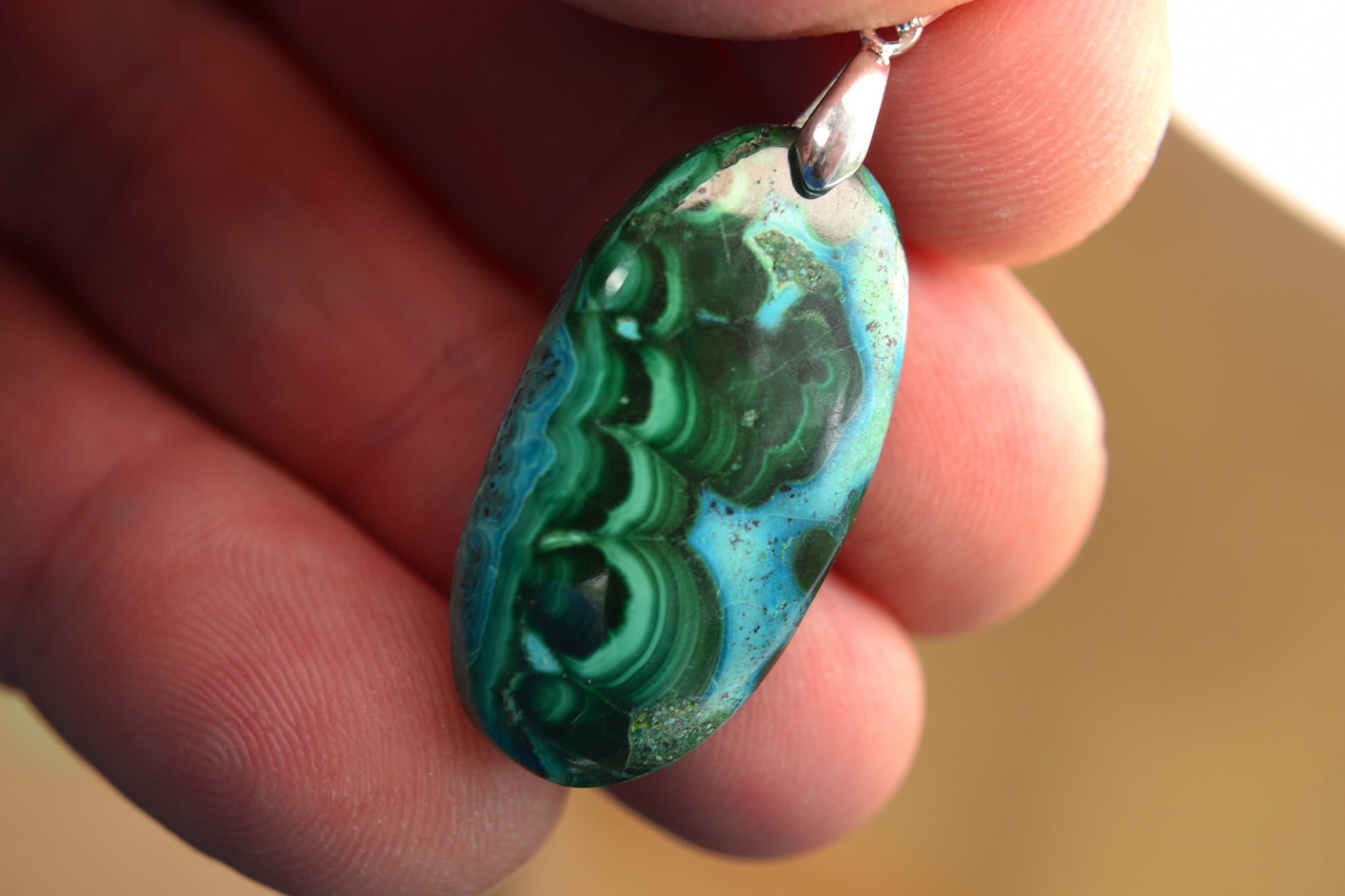 MYSTIC GEMS One of a Kind Chrysocolla Pendant Necklace 925 Sterling Silver MG20262225 - Mystic Gems