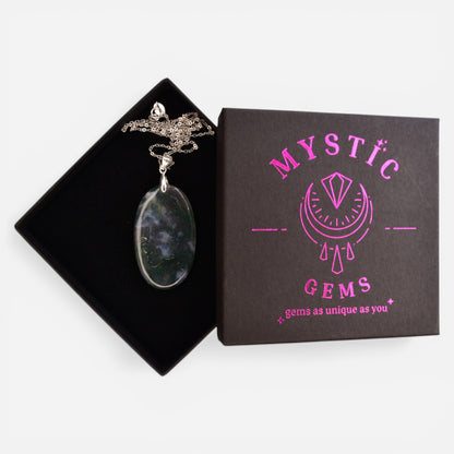 MYSTIC GEMS One of a Kind Moss Agate Pendant Necklace 925 Sterling Silver MG20262226 - Mystic Gems