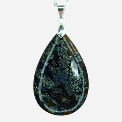 MYSTIC GEMS One of a Kind Black Marcasite Pendant Necklace 925 Sterling Silver MG20262213