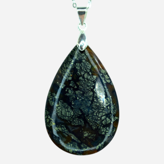 MYSTIC GEMS One of a Kind Black Marcasite Pendant Necklace 925 Sterling Silver MG20262213