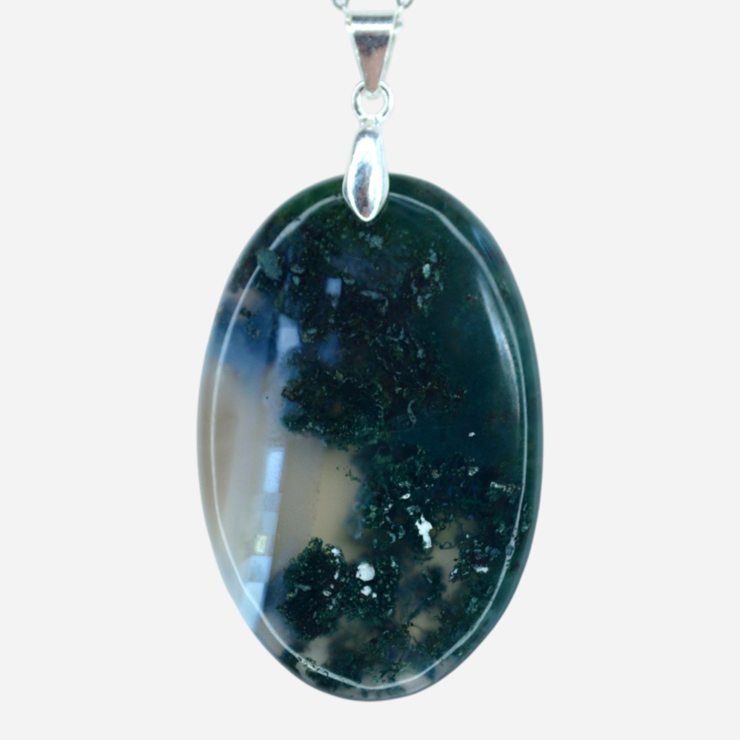 MYSTIC GEMS One of a Kind Moss Agate Pendant Necklace 925 Sterling Silver MG20262205 - Mystic Gems