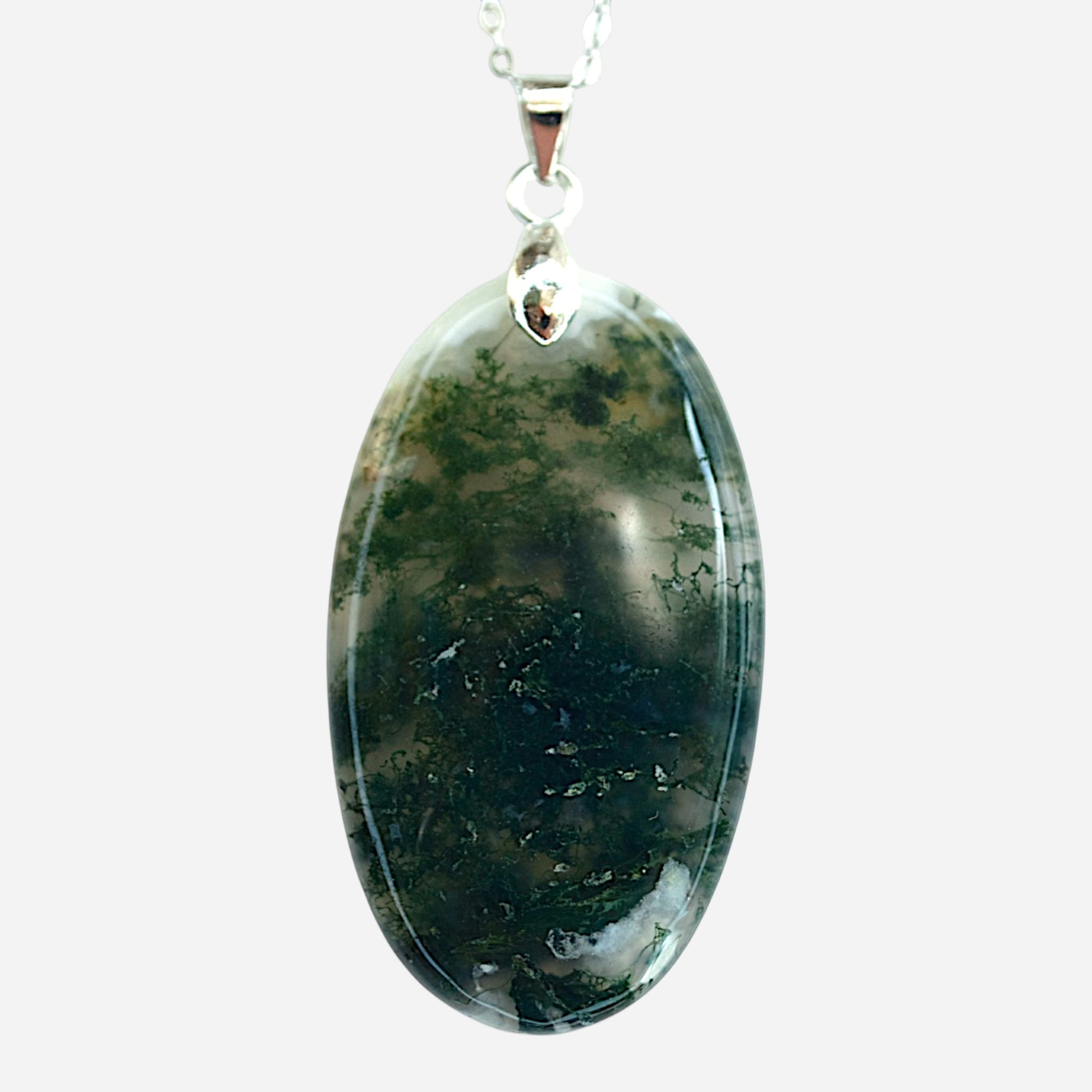 MYSTIC GEMS One of a Kind Moss Agate Pendant Necklace 925 Sterling Silver MG20262201 - Mystic Gems