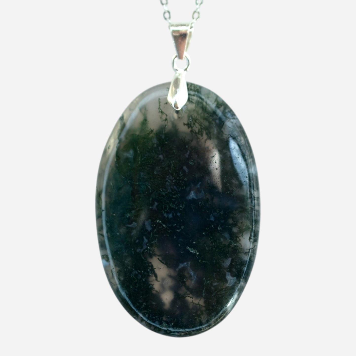 MYSTIC GEMS One of a Kind Moss Agate Pendant Necklace 925 Sterling Silver MG20262202 - Mystic Gems